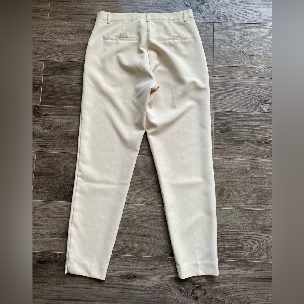 NWOT ICHI IHLEXI TROUSERS, beige/ neutral, slight crop, mid rise, straight leg - Picture 7 of 13